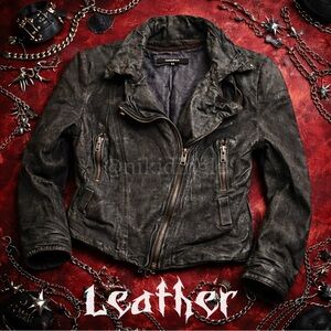 Crust Punk Genuine Leather Jacket Goth Moto Biker Muubaa Army Distressed 4 XS